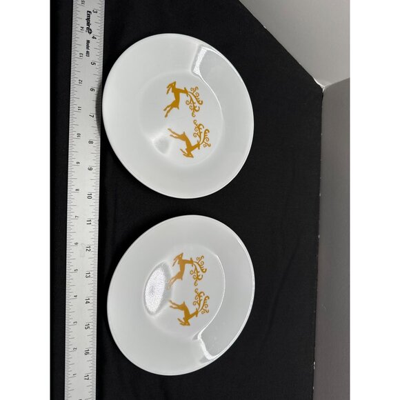 Corelle Dancer Prancer Winter Deer White & Gold Holiday Dessert Plates Set Of 2 - Picture 2 of 5